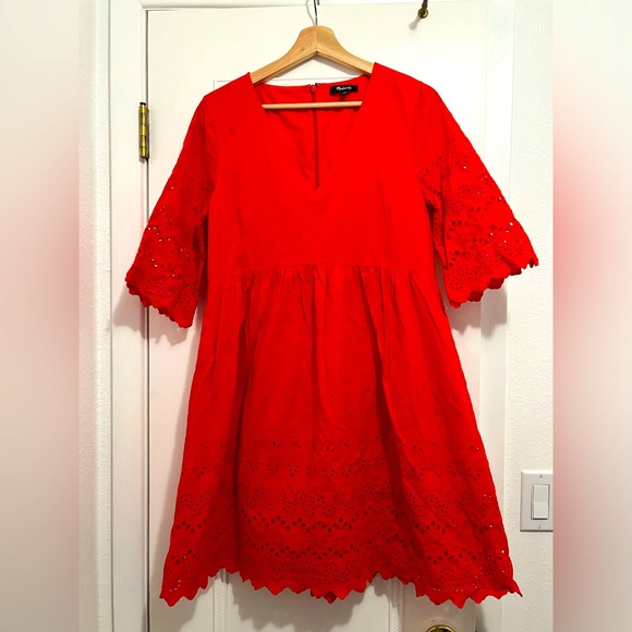 Madewell Dresses & Skirts - Madewell Eyelet Lattice Beautiful Orange Dress